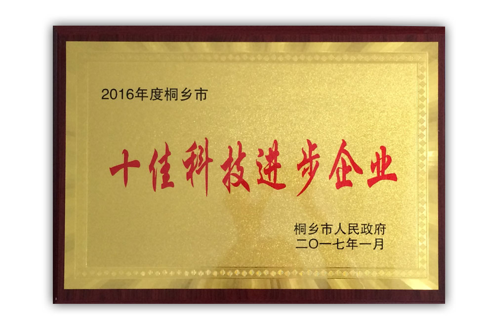 2016年度桐鄉市十佳科技進步企業